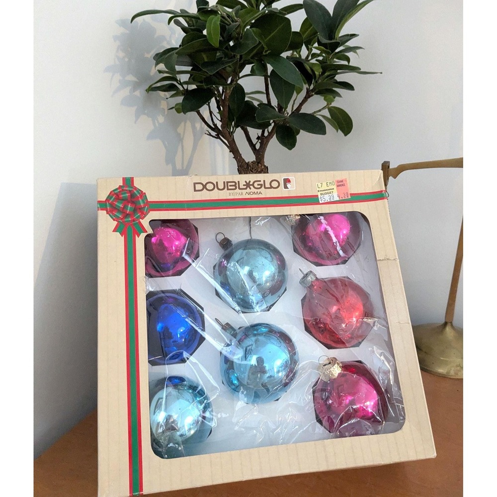 Vintage Christmas Ornaments Set of 8 – Double Glo Noma Glass Baubles